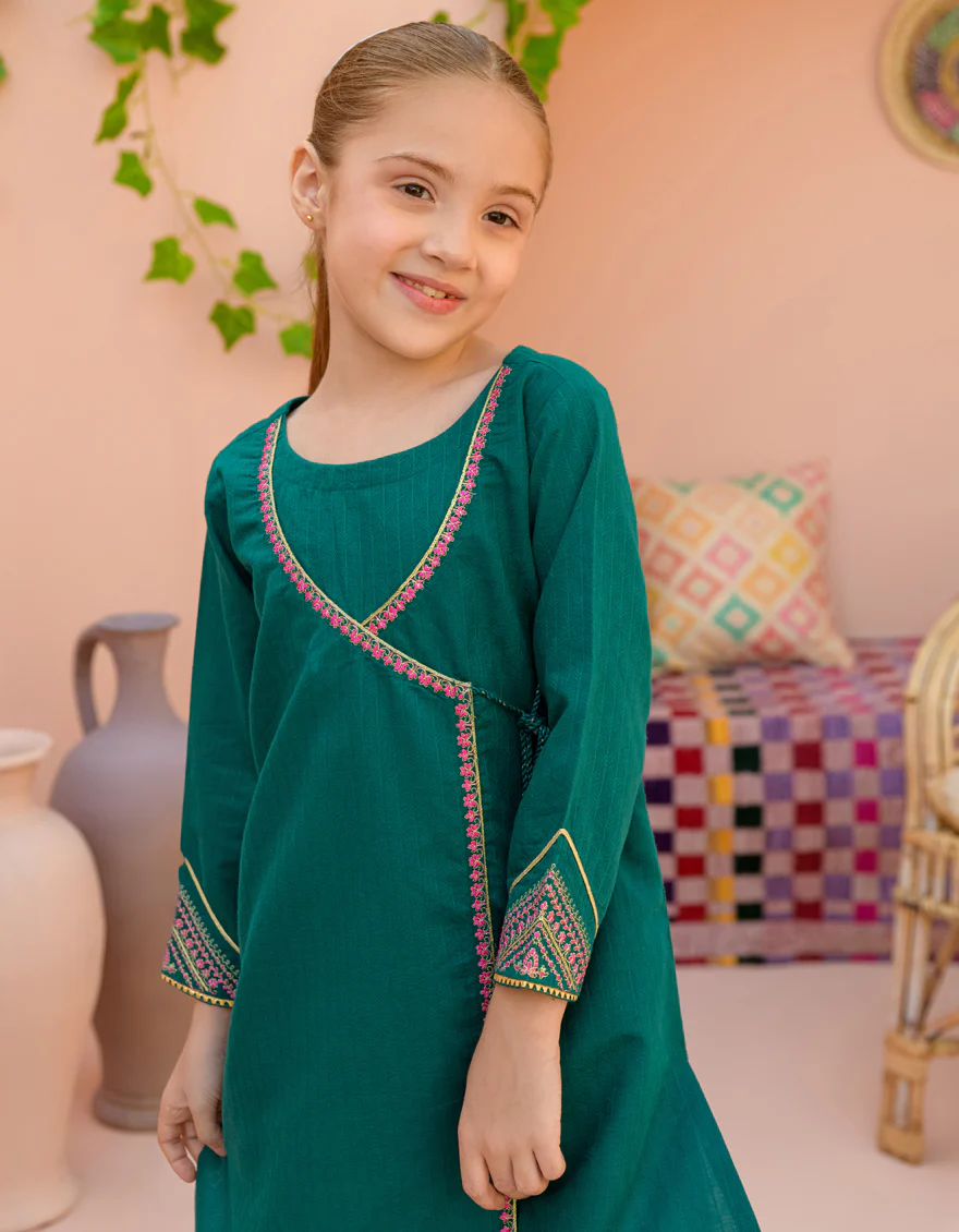 GREEN TEXTURED KURTI | JGLK-S-24-2525 FB/FESTIVE-03 - Image 3