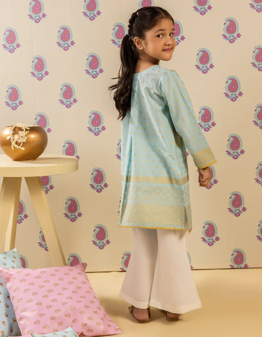 TURQUOISE ORGANZA KURTI | JGLK-S-JGS-25-2511 FB/SHEEN-3 - Image 2