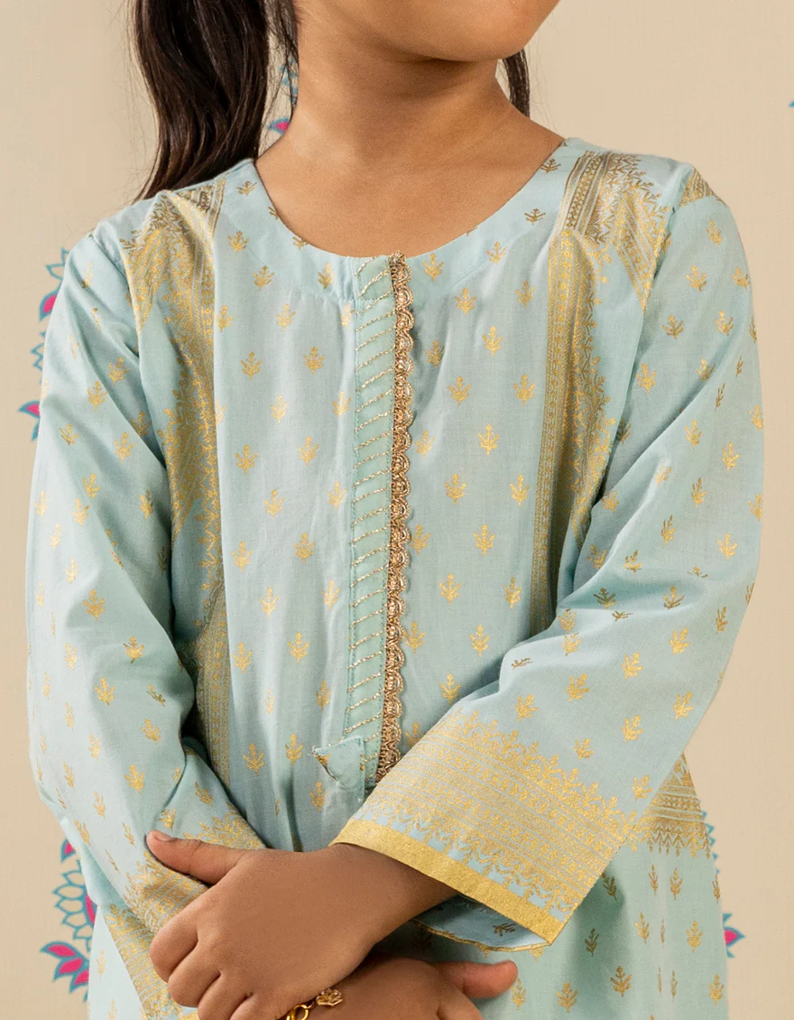 TURQUOISE ORGANZA KURTI | JGLK-S-JGS-25-2511 FB/SHEEN-3 - Image 3