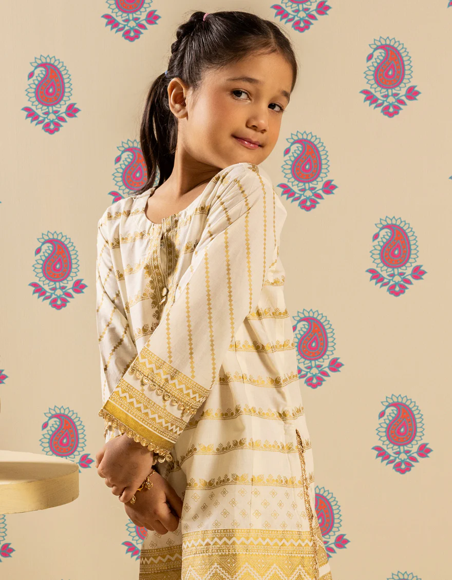 OFF WHITE LAWN KURTI | JGLK-S-JGS-25-2512 FB/SHEEN-4 - Image 3