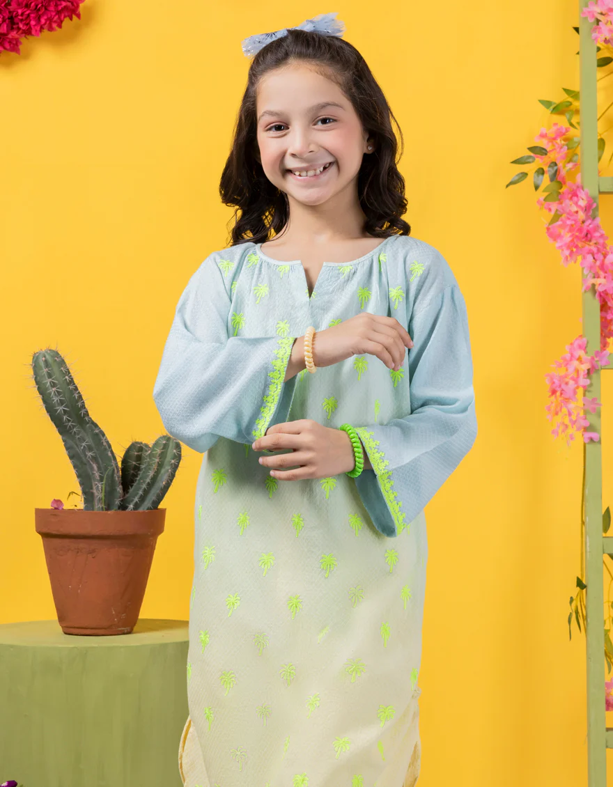 BLUE DOBBY KURTI | JGLK-S-JK-24-6001 FB/DIP DYE-01 - Image 3