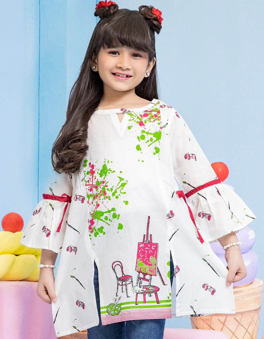 OFF WHITE LAWN KURTI | JGLK-S-US-22-2501 FB/PAINTING TIME - Image 2