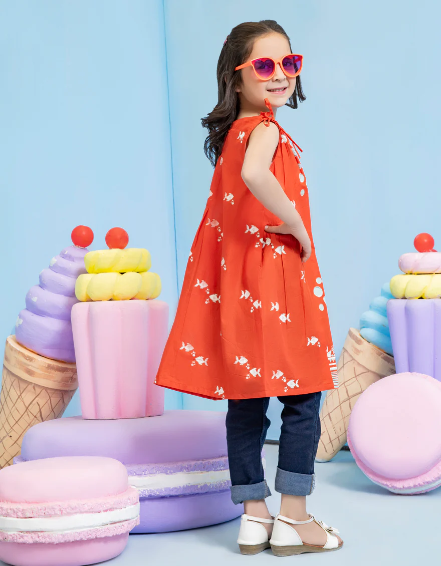 ORANGE LAWN KURTI | JGLK-S-US-22-2502 FB/AQUARIUM - Image 2