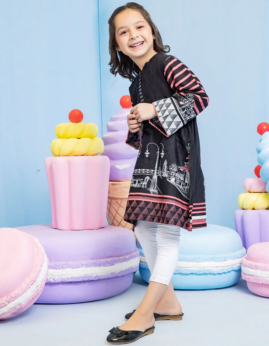 BLACK LAWN KURTI | JGLK-S-US-22-2504 FB/ALLEY