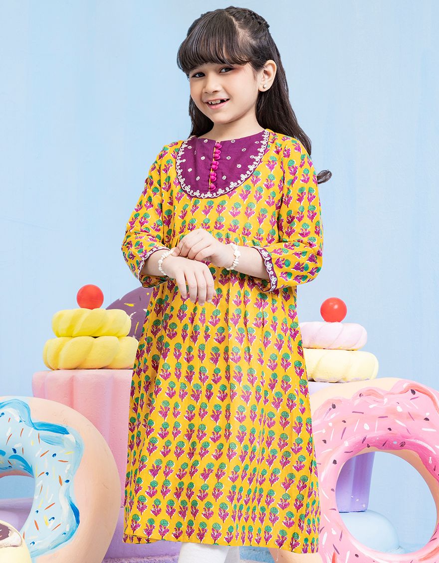 YELLOW LAWN KURTI | JGLK-S-US-22-2512 FB/BLISS-1-22-G - Image 2