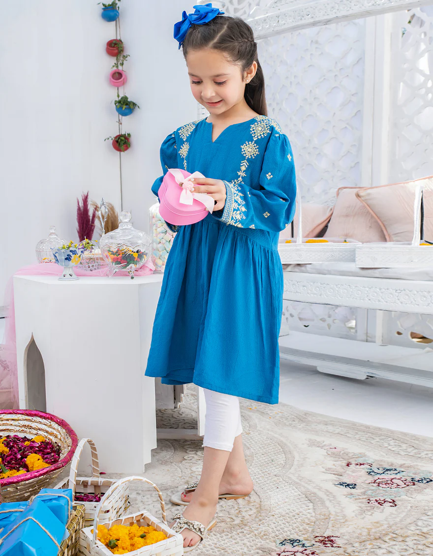 BLUE TEXTURED KURTI | JGLK-S-US-22-2525 FB/BLUE-210 - Image 3