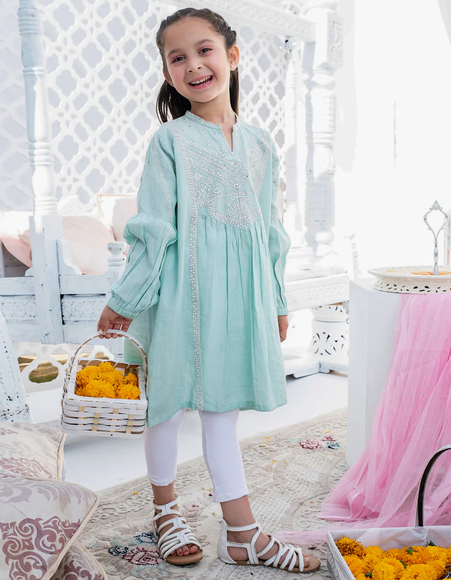 LIGHT GREEN TEXTURED KURTI | JGLK-S-US-22-2527 FB/FEROZI-210 - Image 2