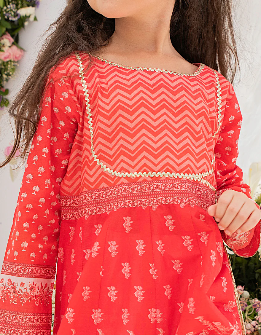 RED LAWN KURTI | JGLK-S-US-22-2534 FB/SAHAR - Image 3