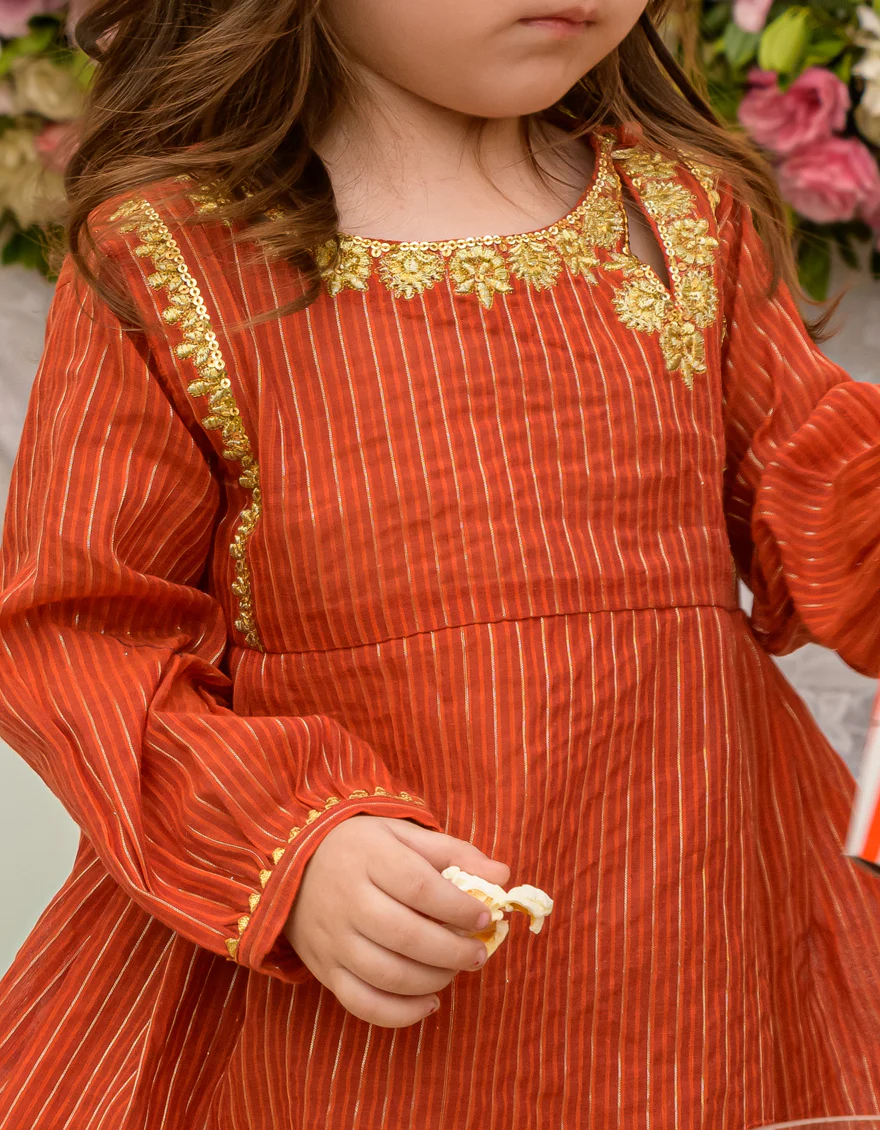 RUST ZARI 3PC STITCHED | JIK-S-JGIN-US-23-041 FB/ZARI CHECK - Image 4