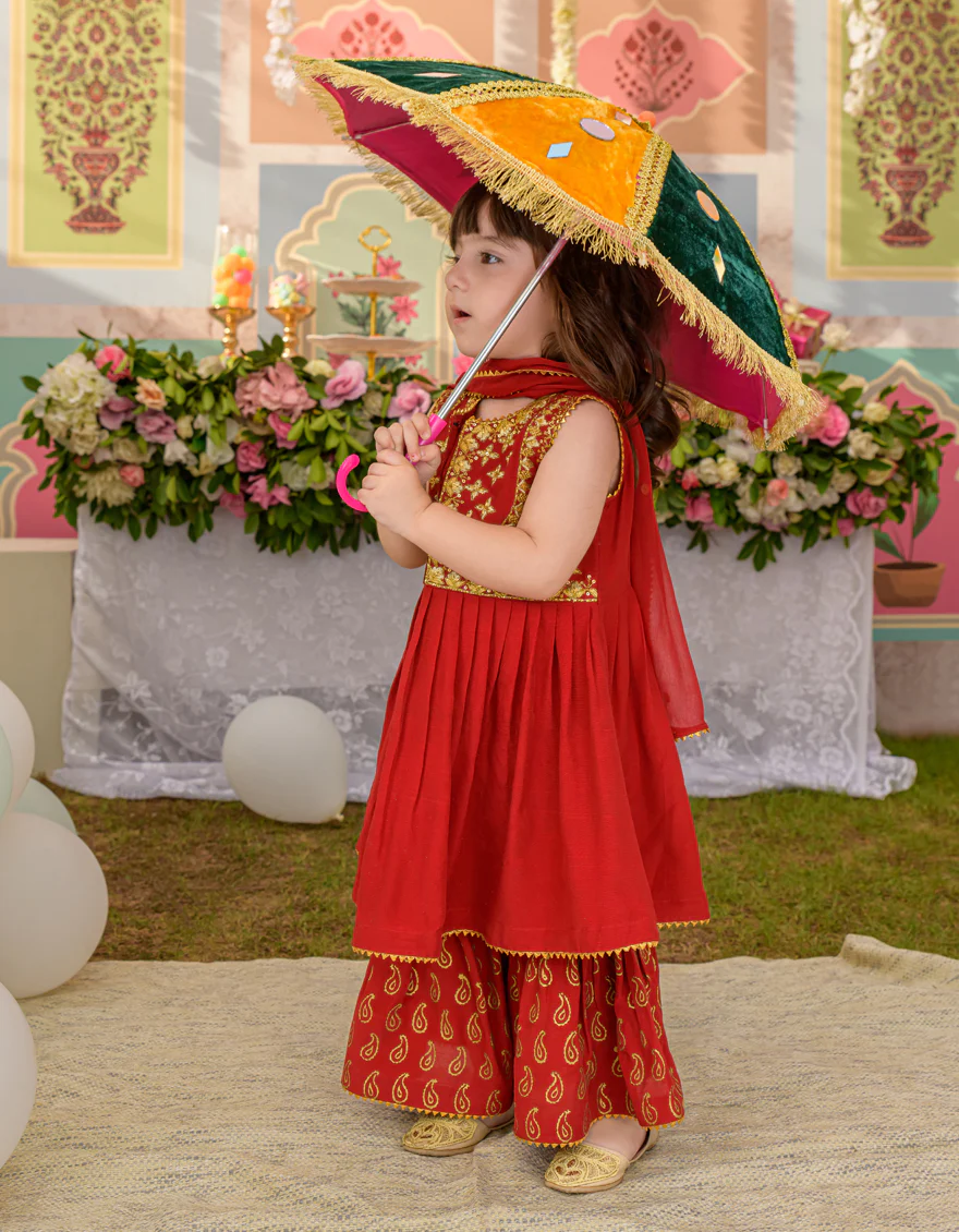 RED RAW SILK 3PC STITCHED | JIK-S-JGIN-US-23-049 FB/FF-272 - Image 2