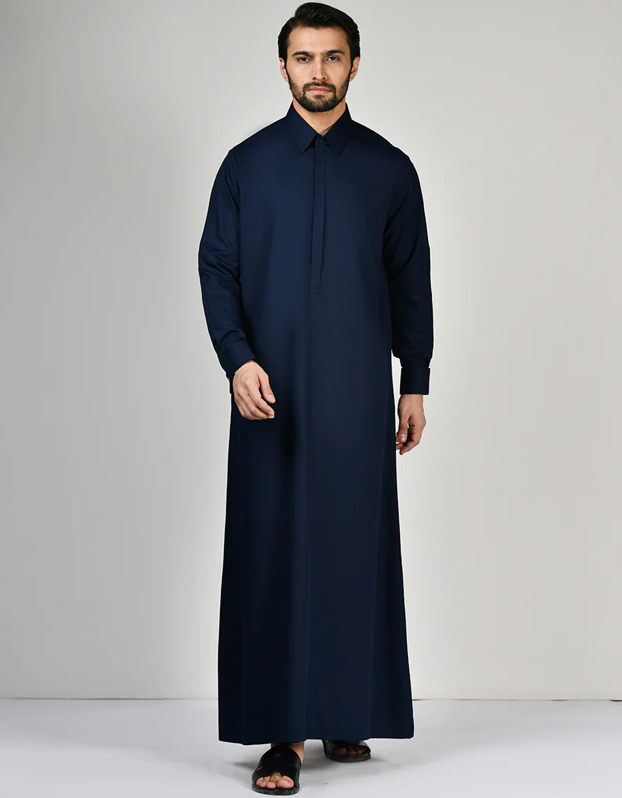 NAVY BLUE BLENDED JUBBA | JJ-JUBBA-A-37836/A24/CC0006-PN