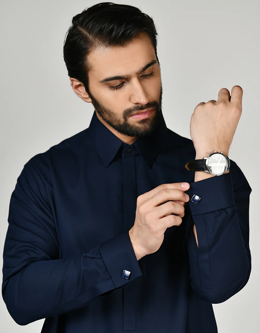 NAVY BLUE BLENDED JUBBA | JJ-JUBBA-A-37836/A24/CC0006-PN - Image 2