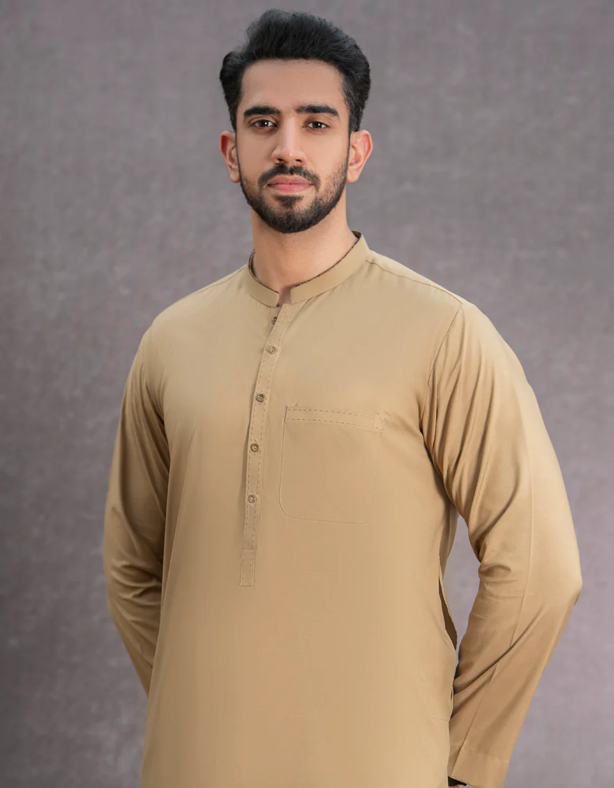 KHAKI BLENDED JUBBA | JJ-JUBBA-US-43183/A22/JJ8402-CL - Image 3