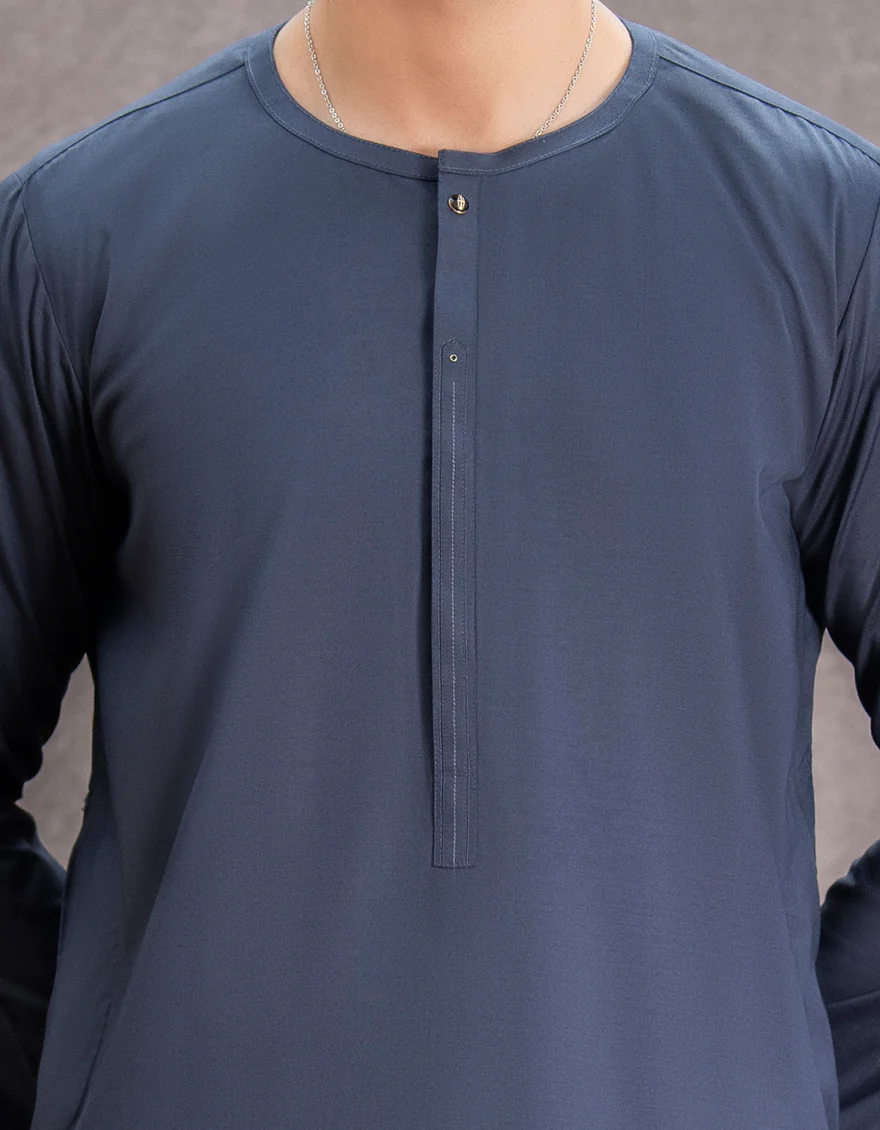 NAVY BLUE VISCOSE JUBBA | JJ-JUBBA-US-44154/A22/JJ8402-CL - Image 2