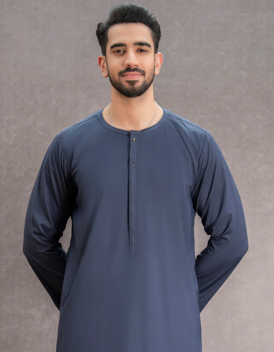 NAVY BLUE VISCOSE JUBBA | JJ-JUBBA-US-44154/A22/JJ8402-CL - Image 3