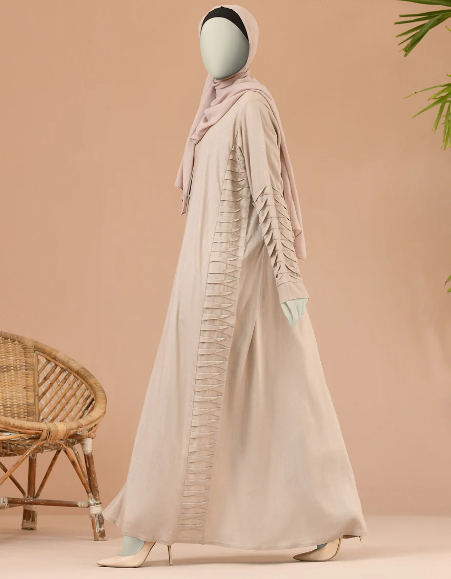 BROWN ABAYA | JJAB-22-048 FB/LINEN - Image 3