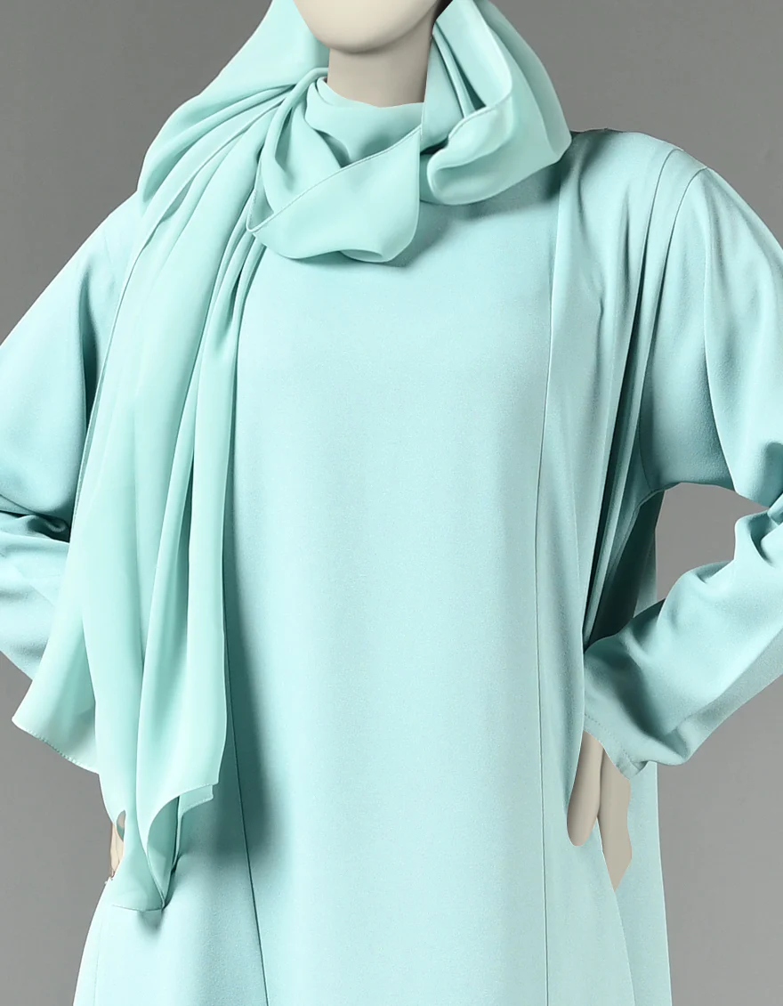 SEA GREEN ABAYA | JJAB-US-22-013 FB/CRAPE - Image 2