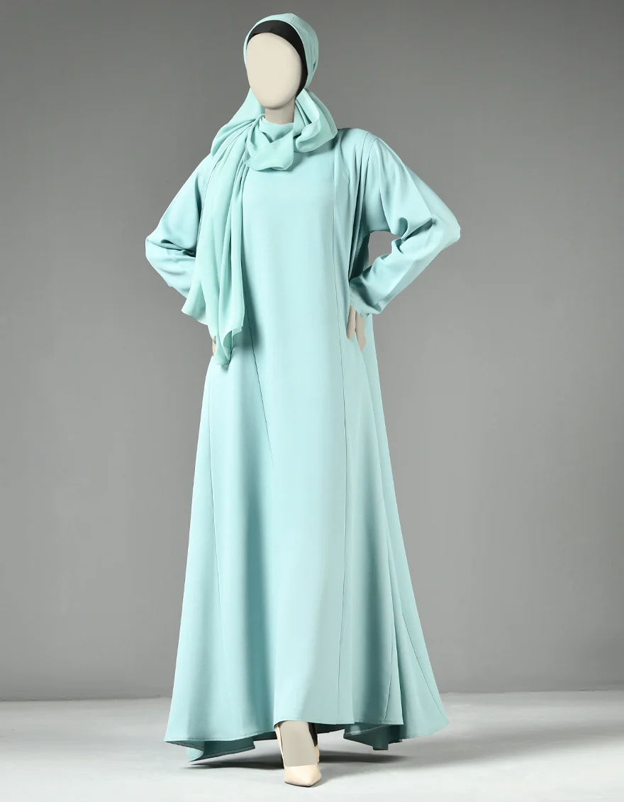 SEA GREEN ABAYA | JJAB-US-22-013 FB/CRAPE - Image 3