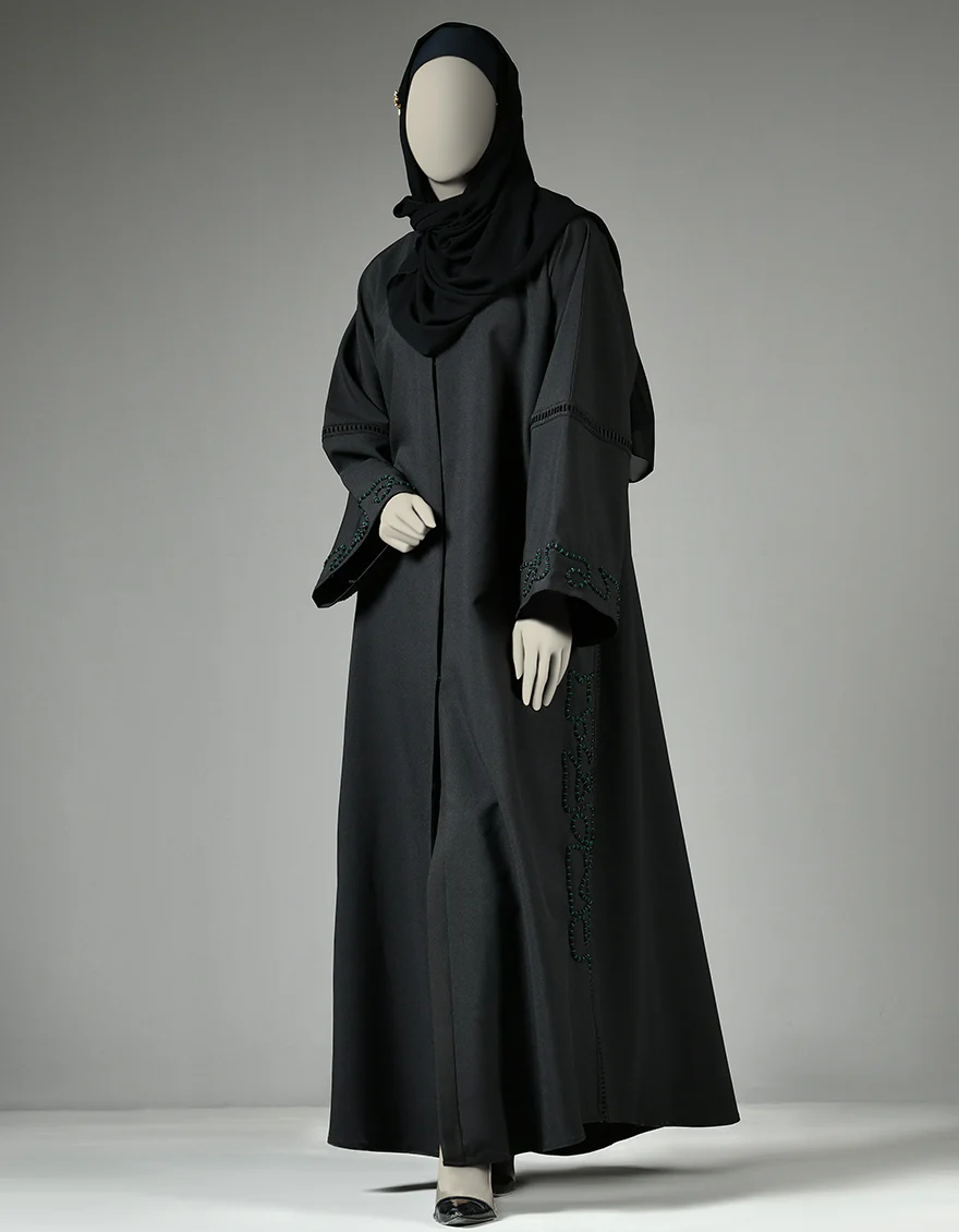 BLACK ABAYA | JJAB-US-22-022 FB/HEAVY GEORGETTE - Image 3