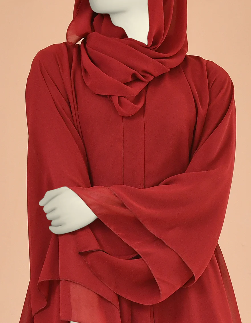 MAROON ABAYA | JJAB-US-22-035 FB/GEORGETTE - Image 2