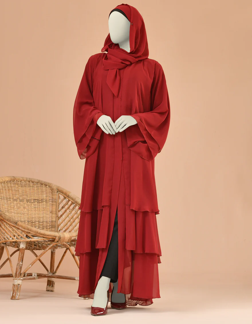 MAROON ABAYA | JJAB-US-22-035 FB/GEORGETTE - Image 3