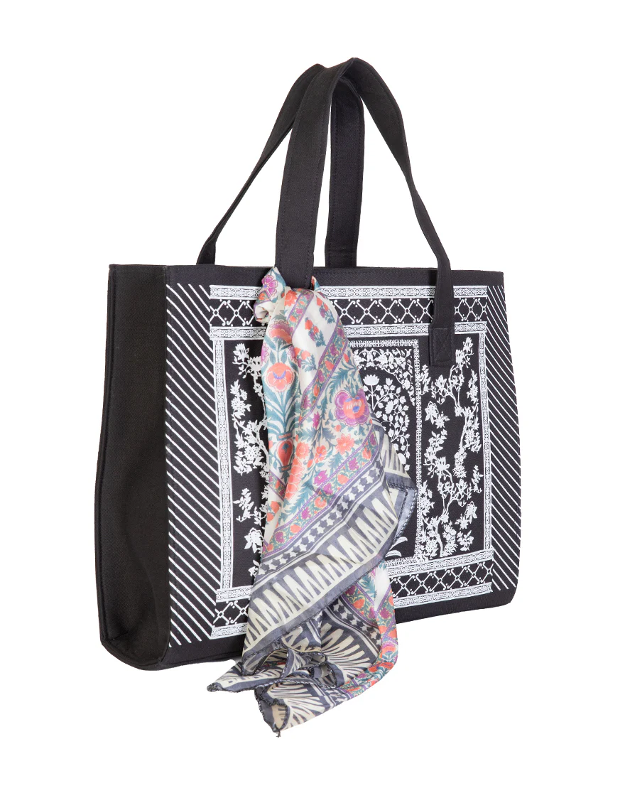 BLACK DENIM HANDBAG | JJBL-25-117 FB/MUGHAL TOTE BAG - Image 3