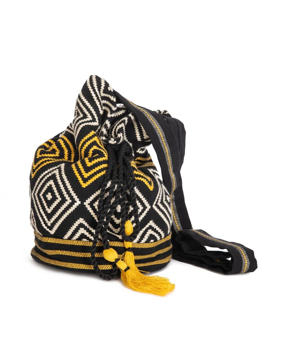 BLACK-WHT STP KHADDI HANDBAG | JJBL-US-21-043 FB/MAIN PANEL - Image 2