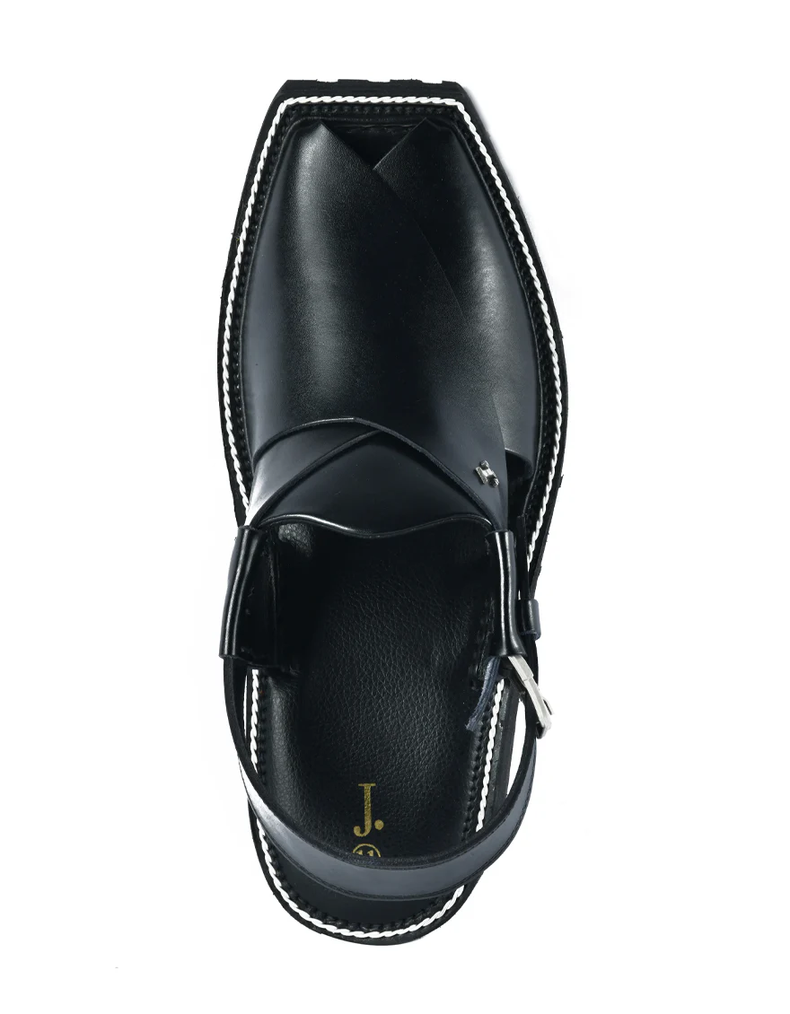 BLACK PESHAWARI SANDALS | JJFW-JPC-026-PO/S24-ZA-PLN - Image 3