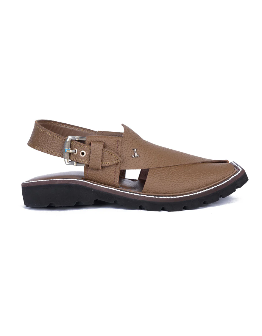 BROWN PLAIN PESHAWARI SANDALS | JJFW-JPC-027-PO/S24-ZA-PLN - Image 2