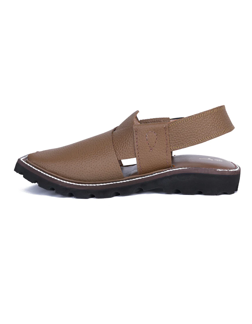 BROWN PLAIN PESHAWARI SANDALS | JJFW-JPC-027-PO/S24-ZA-PLN - Image 3