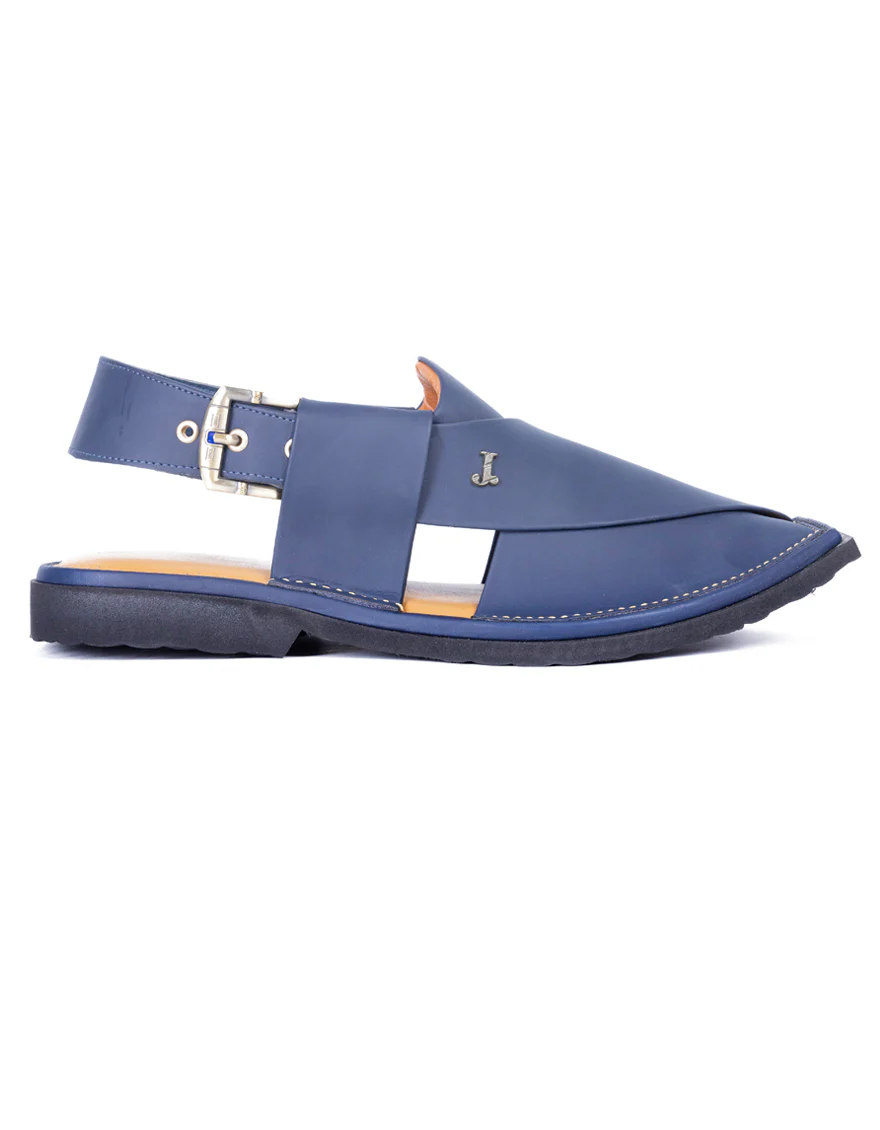 BLUE PLAIN PESHAWARI SANDALS | JJFW-JPC-034-PO/S25-SC-PLN - Image 2