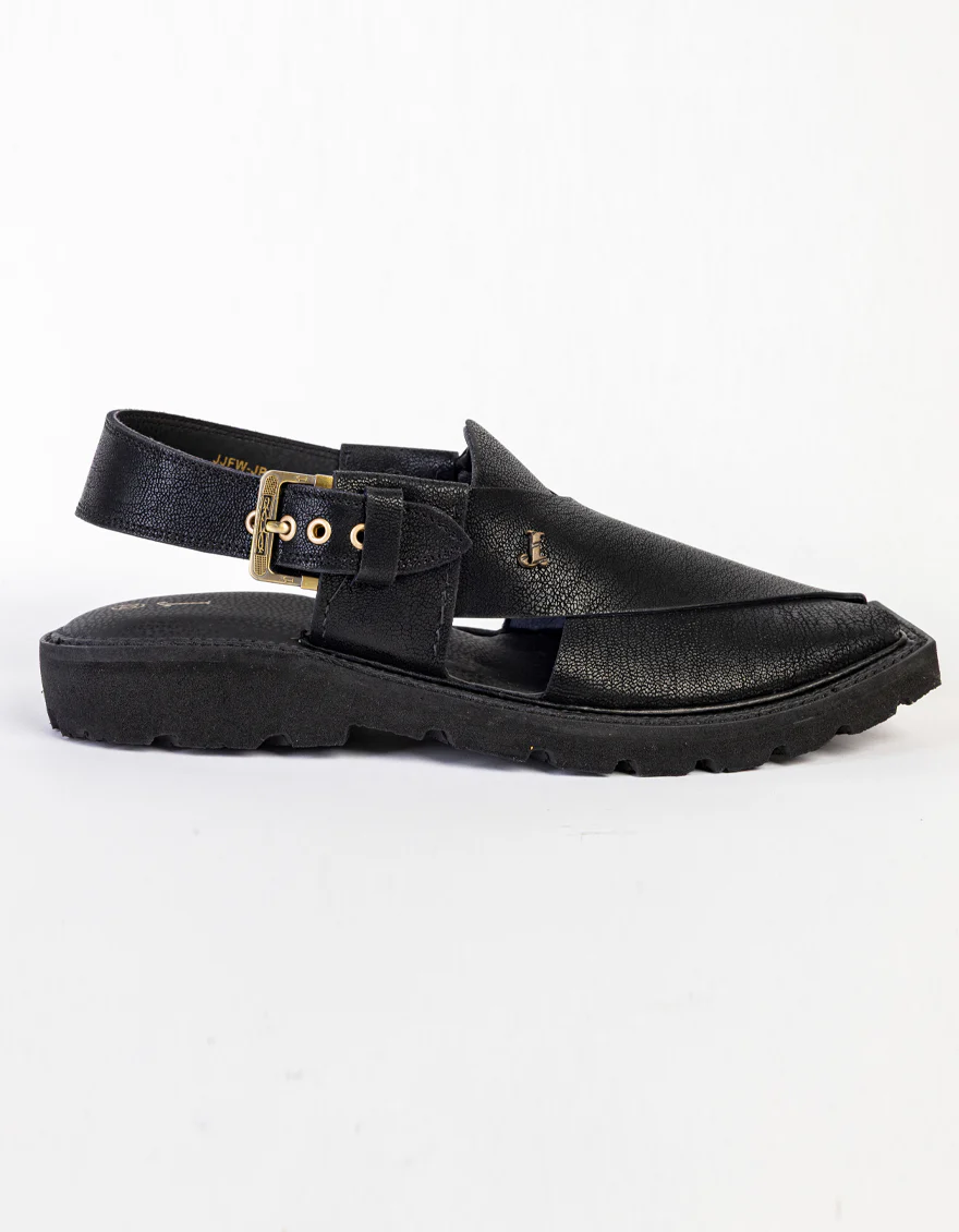 MATT BLACK PESHAWARI SANDALS | JJFW-JPC-037-PU/S25- - Image 2
