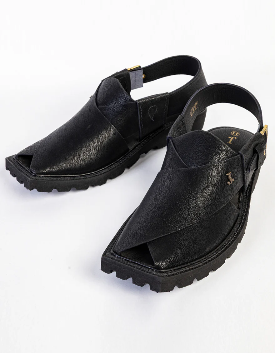 MATT BLACK PESHAWARI SANDALS | JJFW-JPC-037-PU/S25- - Image 3