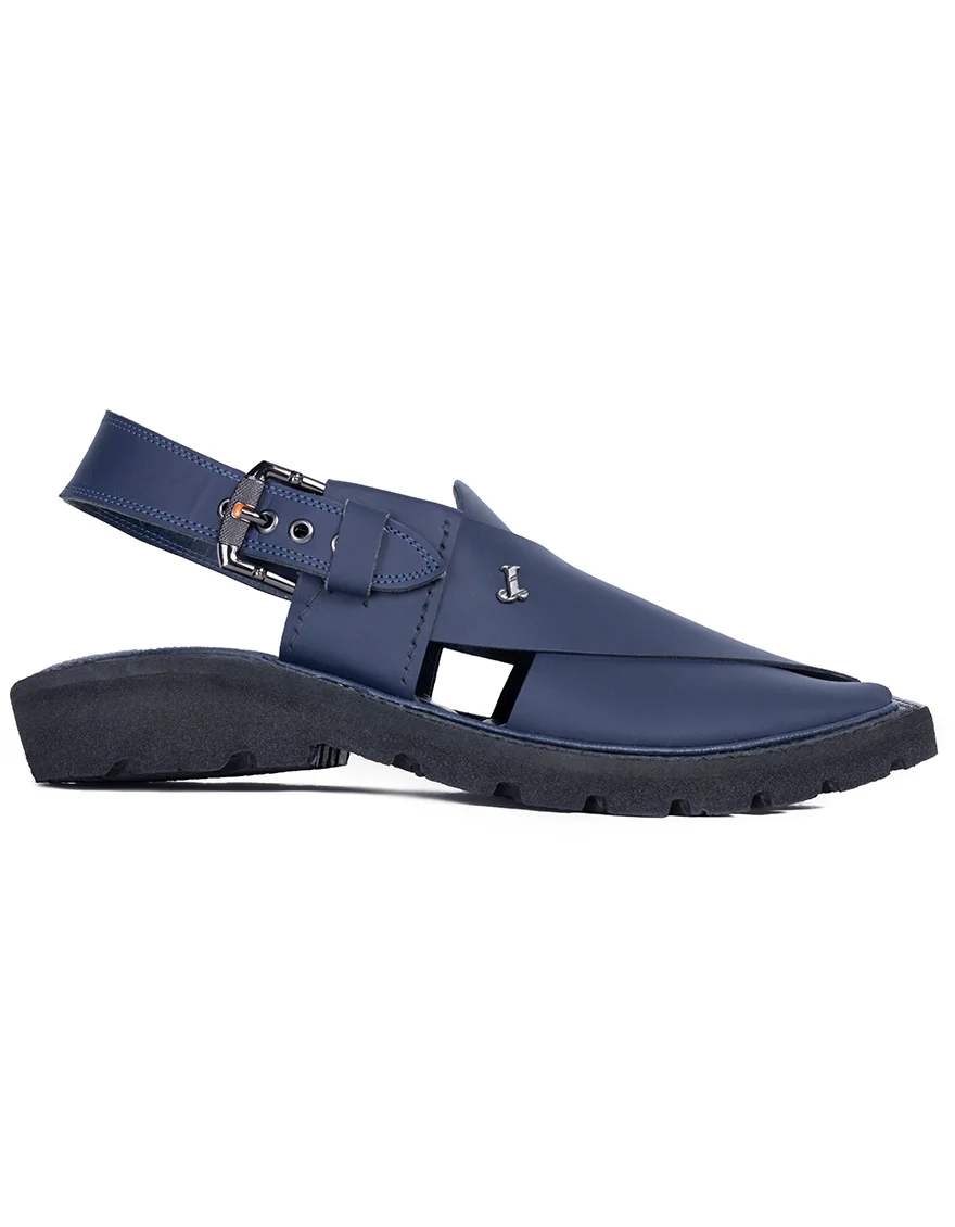 BLUE PLAIN PESHAWARI SANDALS | JJFW-JPC-038-PU/S25-ZA-PLN - Image 2
