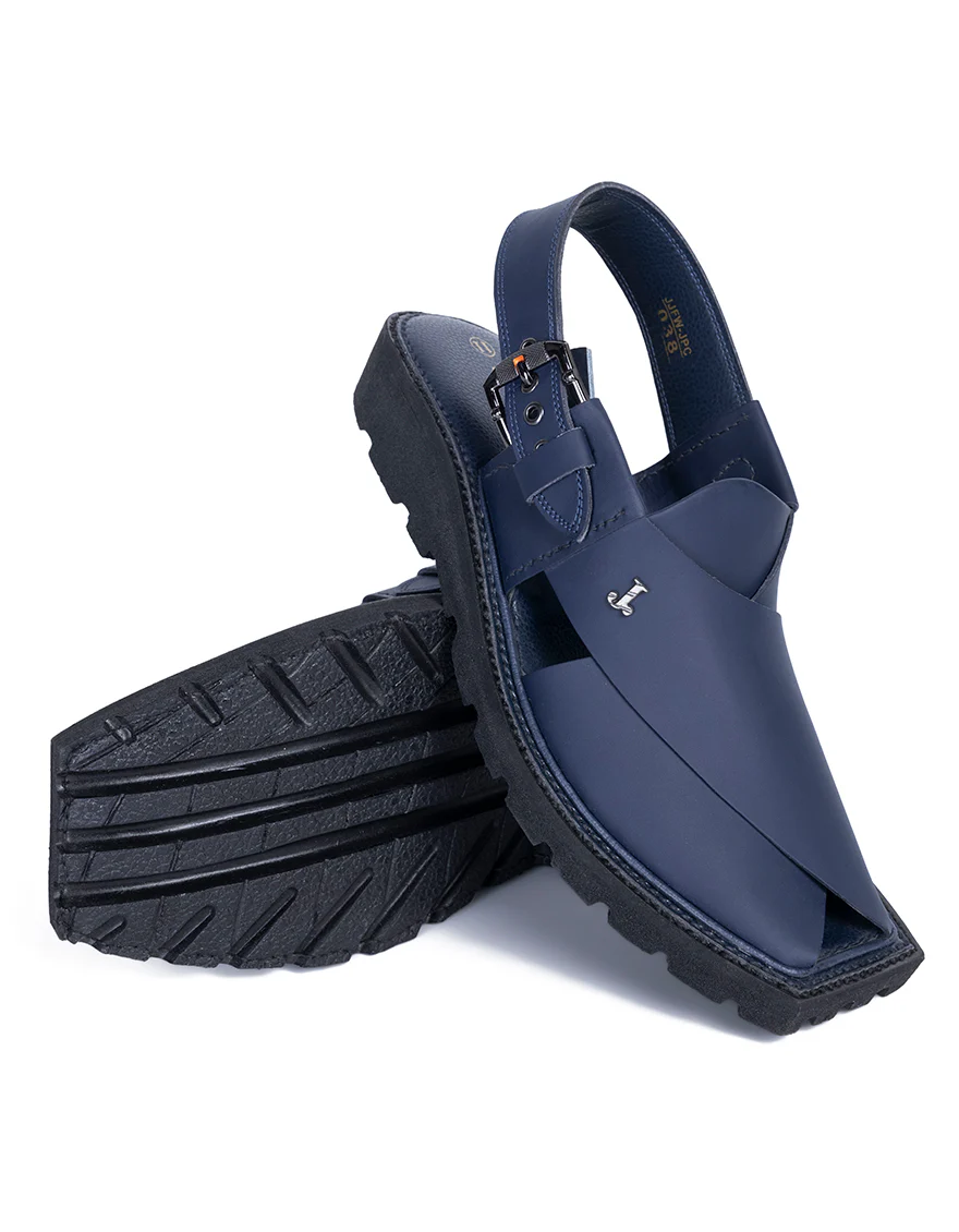 BLUE PLAIN PESHAWARI SANDALS | JJFW-JPC-038-PU/S25-ZA-PLN - Image 3