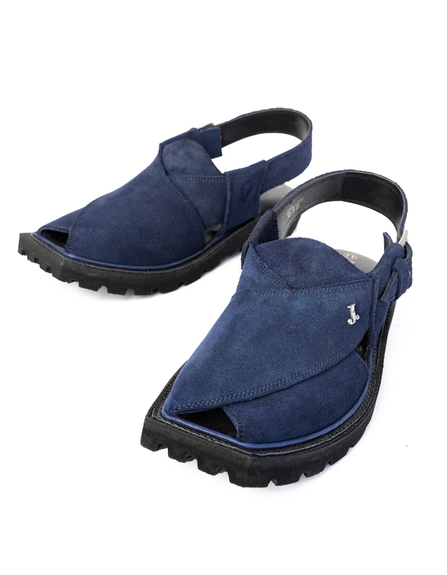 BLUE PLAIN PESHAWARI SANDALS | JJFW-JPC-039-PU/S25-ZA-SWD - Image 3