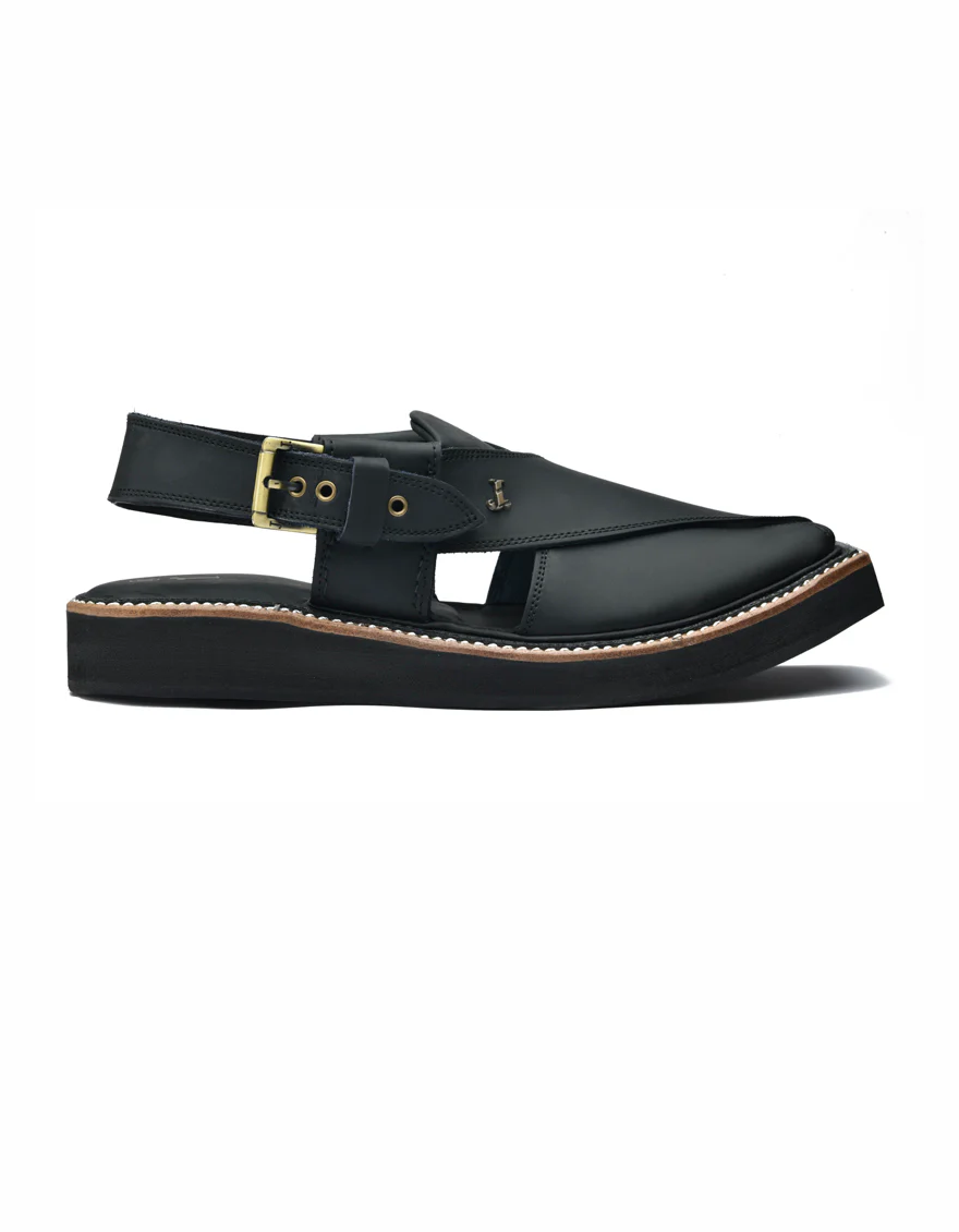 BLACK PESHAWARI SANDALS | JJFW-JPC-070/S24-KC- - Image 2