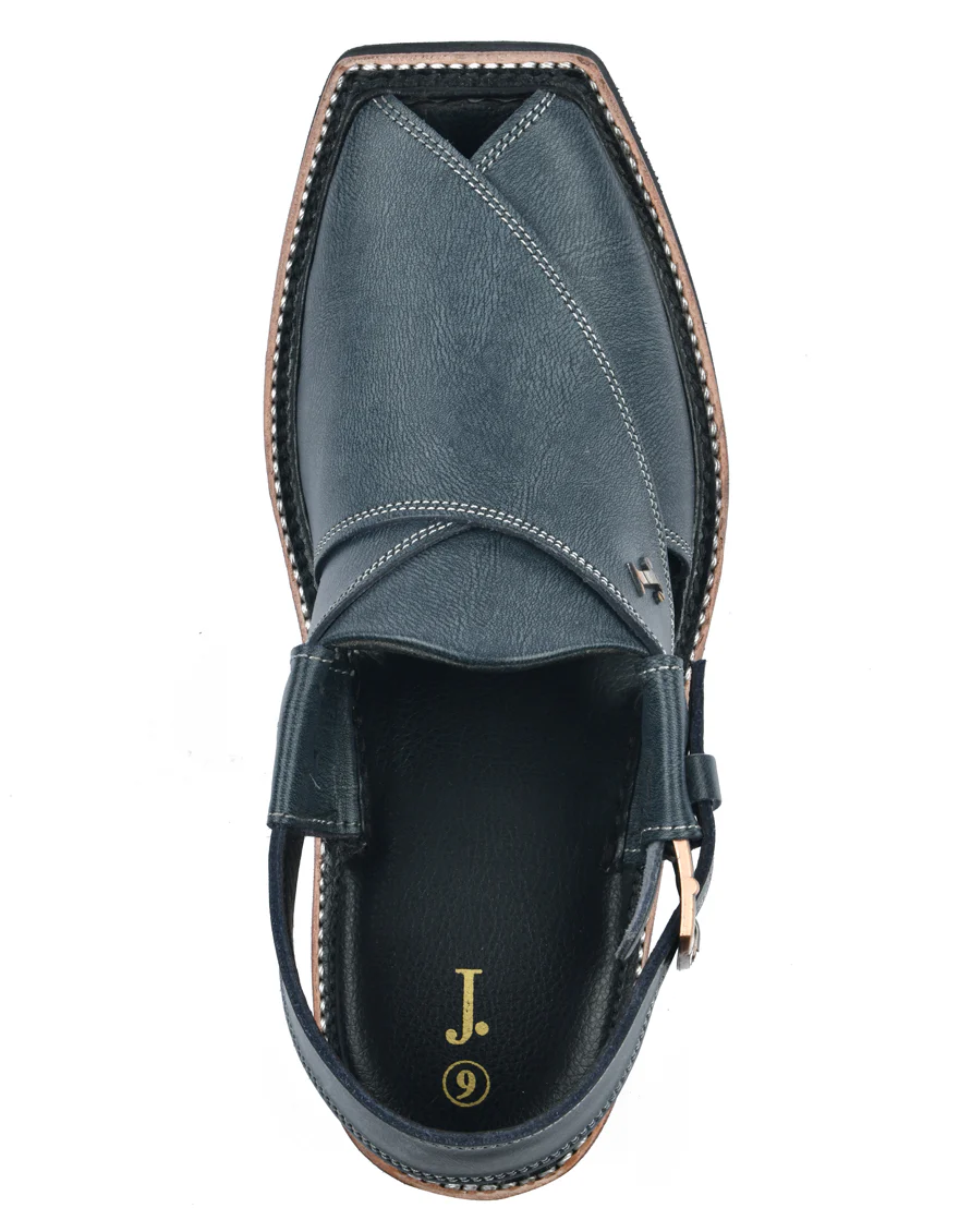 BLACK TEXTURED PESHAWARI SANDALS | JJFW-JPC-074-KC/S24-ZA-PLN - Image 3