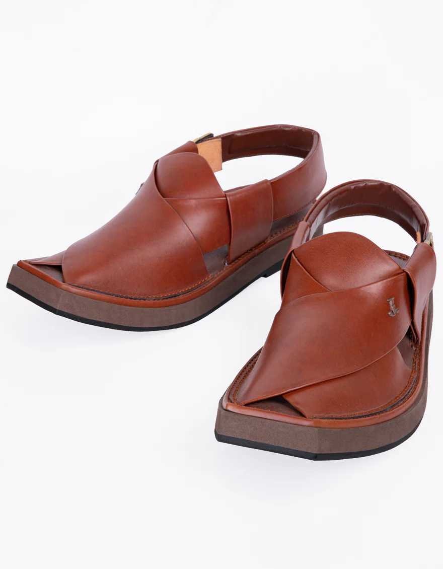 MAROON PLAIN PESHAWARI SANDALS | JJFW-JPC-101-KC/S25-ZA-PLN - Image 2