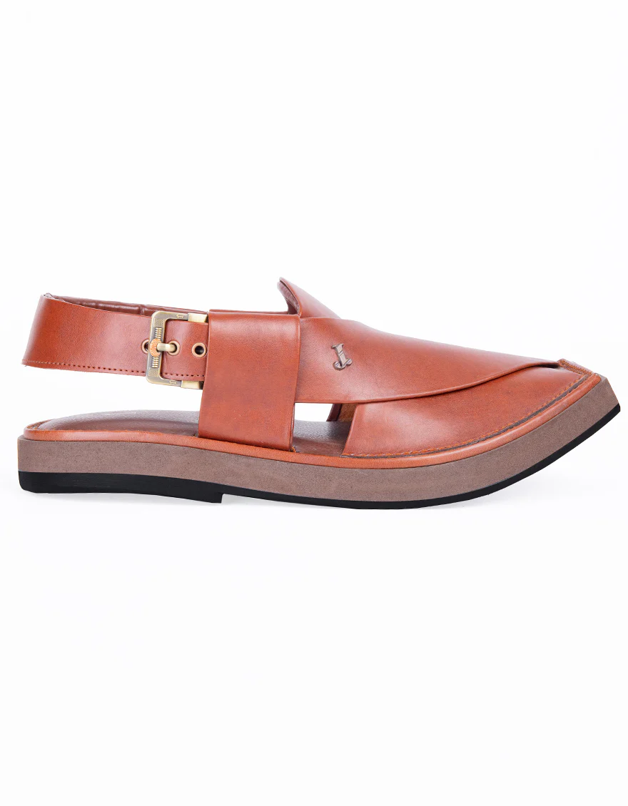 MAROON PLAIN PESHAWARI SANDALS | JJFW-JPC-101-KC/S25-ZA-PLN - Image 3