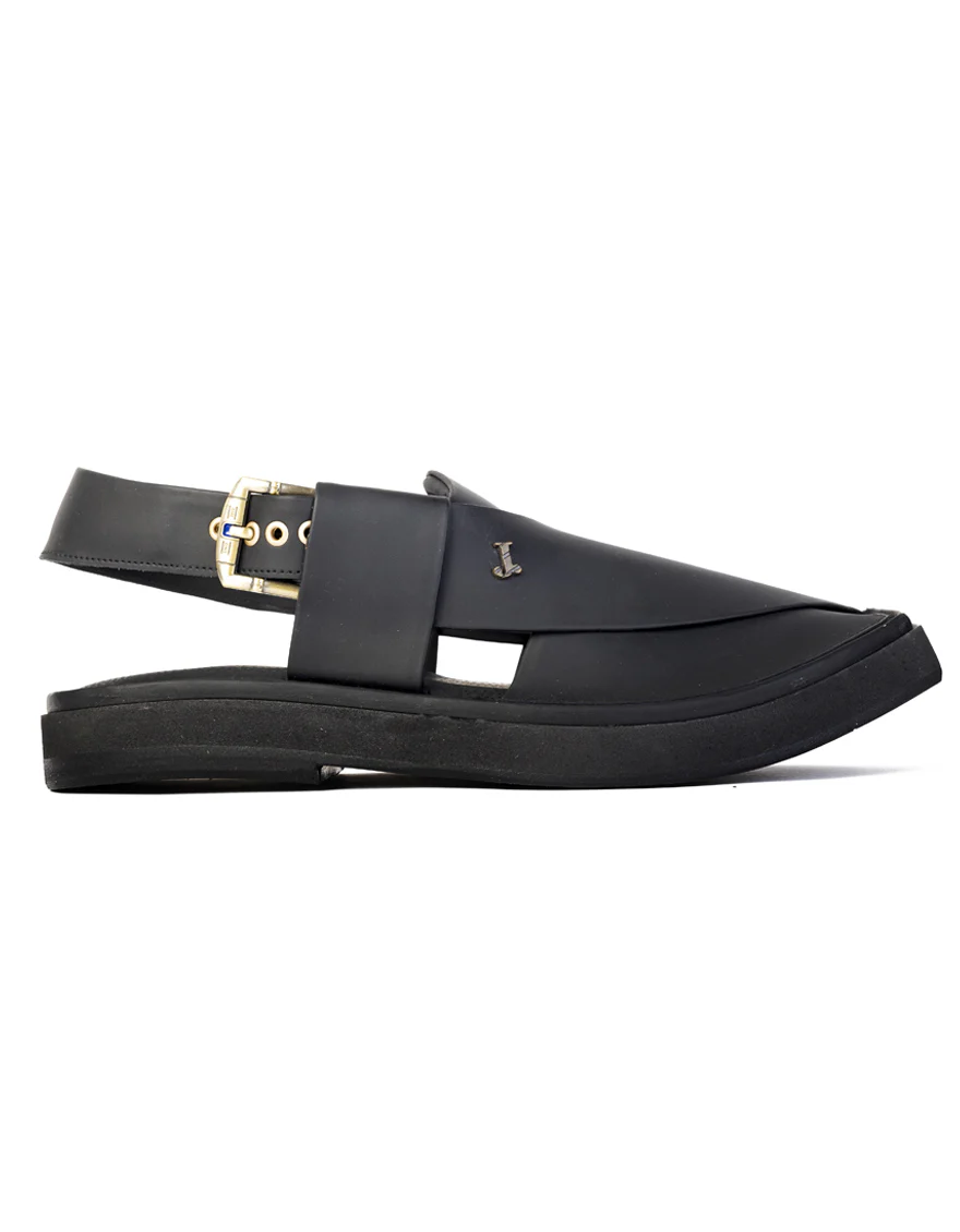 MATT BLACK NONE PESHAWARI SANDALS | JJFW-JPC-109-KC/S25-ZA-PLN - Image 2