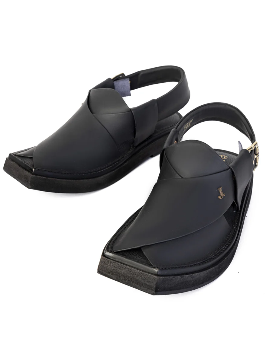 MATT BLACK NONE PESHAWARI SANDALS | JJFW-JPC-109-KC/S25-ZA-PLN - Image 3