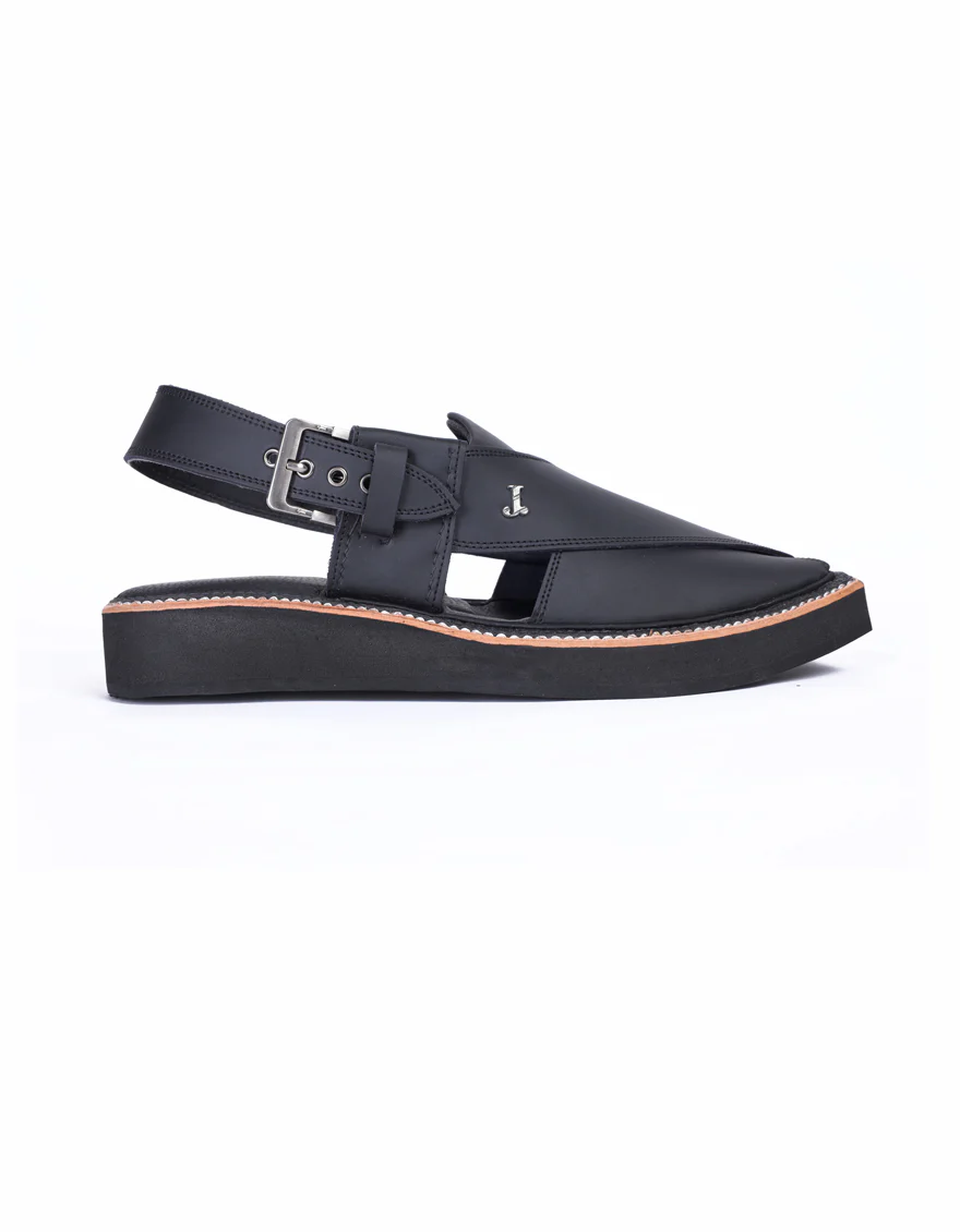 MATT BLACK PESHAWARI SANDALS | JJFW-JPC-110-KC/S25- - Image 2