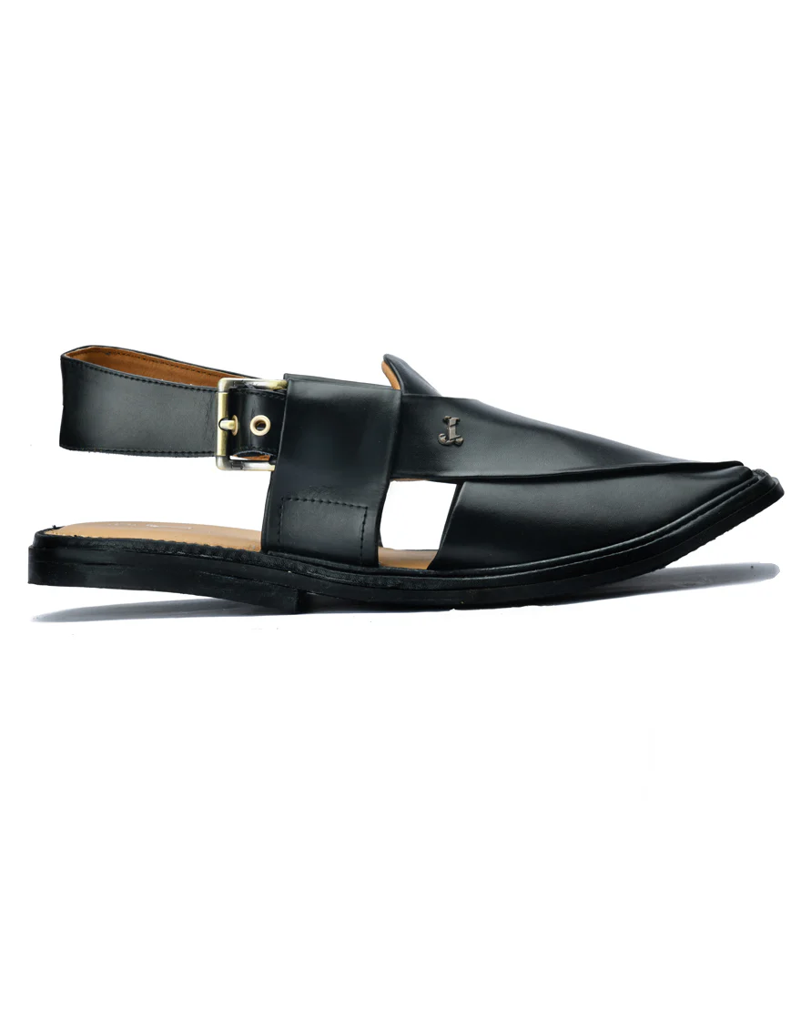 BLACK PESHAWARI SANDALS | JJFW-JPC-11450/S24-NI-PLN - Image 2