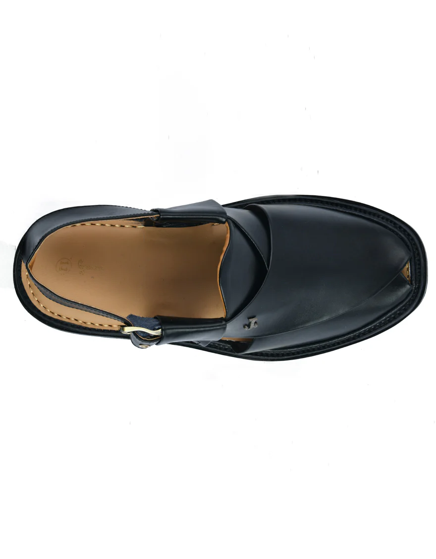 BLACK PESHAWARI SANDALS | JJFW-JPC-11450/S24-NI-PLN - Image 3