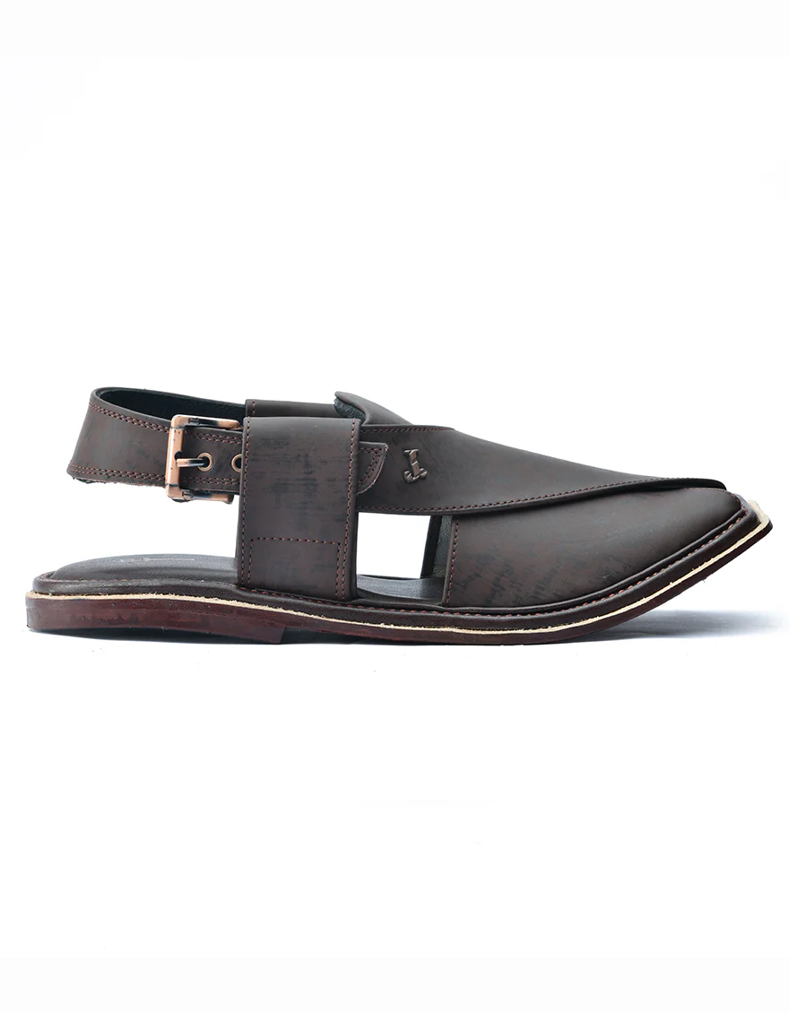 MAROON HIGH CHROME PESHAWARI SANDALS | JJFW-JPC-11465/S24-ZU-PLN - Image 3
