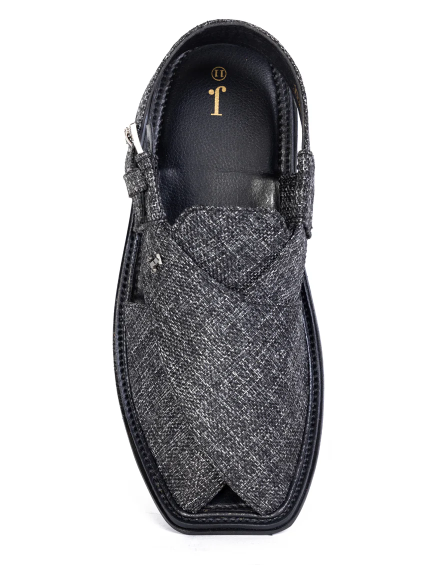 BLACK HIGH CHROME PESHAWARI SANDALS | JJFW-JPC-11466/S24-FU-VFB-PLN - Image 3