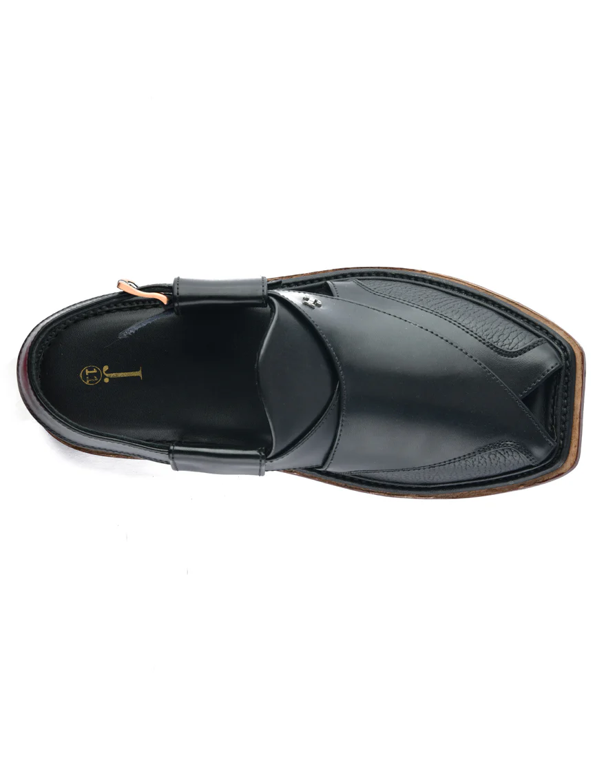 BLACK HIGH CHROME PESHAWARI SANDALS | JJFW-JPC-11467/S23-ZU-PLN - Image 2