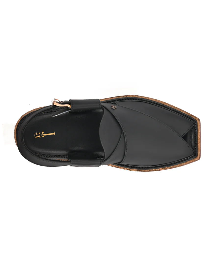 BLACK HIGH CHROME PESHAWARI SANDALS | JJFW-JPC-11472/S24-ZU-PLN - Image 2