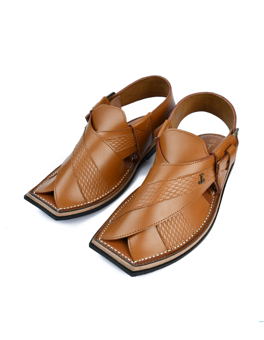 BROWN TEXTURED PESHAWARI SANDALS | JJFW-JPC-11481/S24-A - Image 2